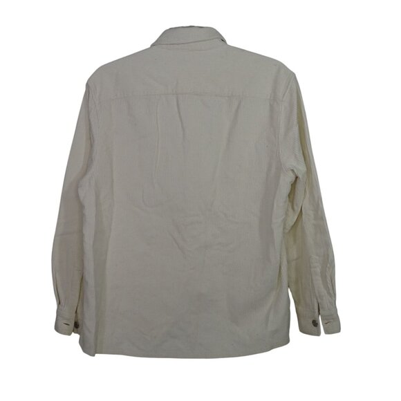 Zara Beige Button Up Collared Corduroy Shirt Men Size L Long Sleeve - Picture 3 of 7